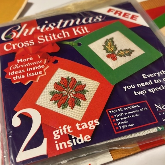Needlecraft Christmas Cross Stitch Gift Tag Kits Lot of 9 Tree Cards Instruction - Picture 4 of 12